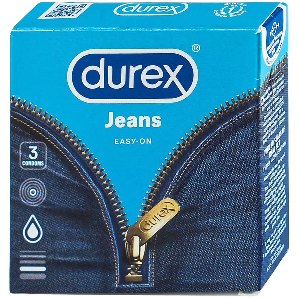 Bao cao su Durex Jeans ôm sát, nhiều chất bôi trơn (3 - 12 Cái)