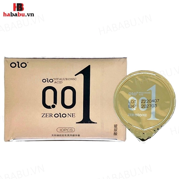 Bao cao su siêu mỏng Olo 0.01 Vàng hộp 10 chiếc chính hãng